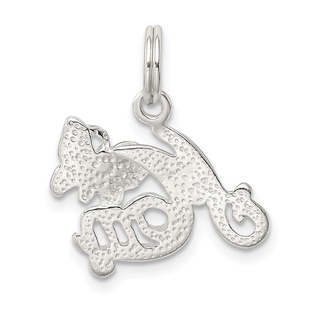 Sterling Silver Polished Mom Butterfly Enameled Charm - Product Photo