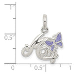 Sterling Silver Polished Mom Butterfly Enameled Charm - Product Photo