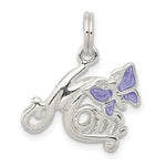 Sterling Silver Polished Mom Butterfly Enameled Charm - Product Photo