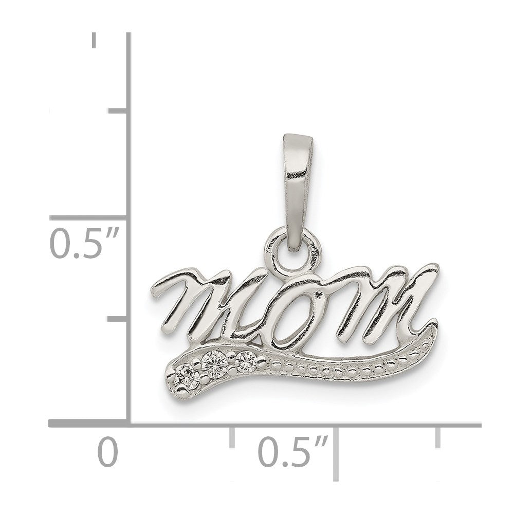 Sterling Silver CZ Polished Mom Pendant - Product Photo