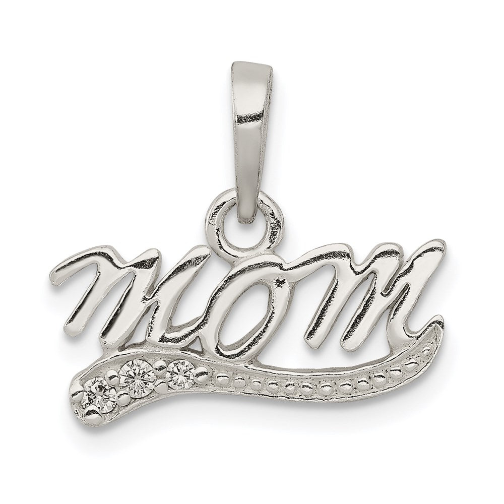 Sterling Silver CZ Polished Mom Pendant - Product Photo