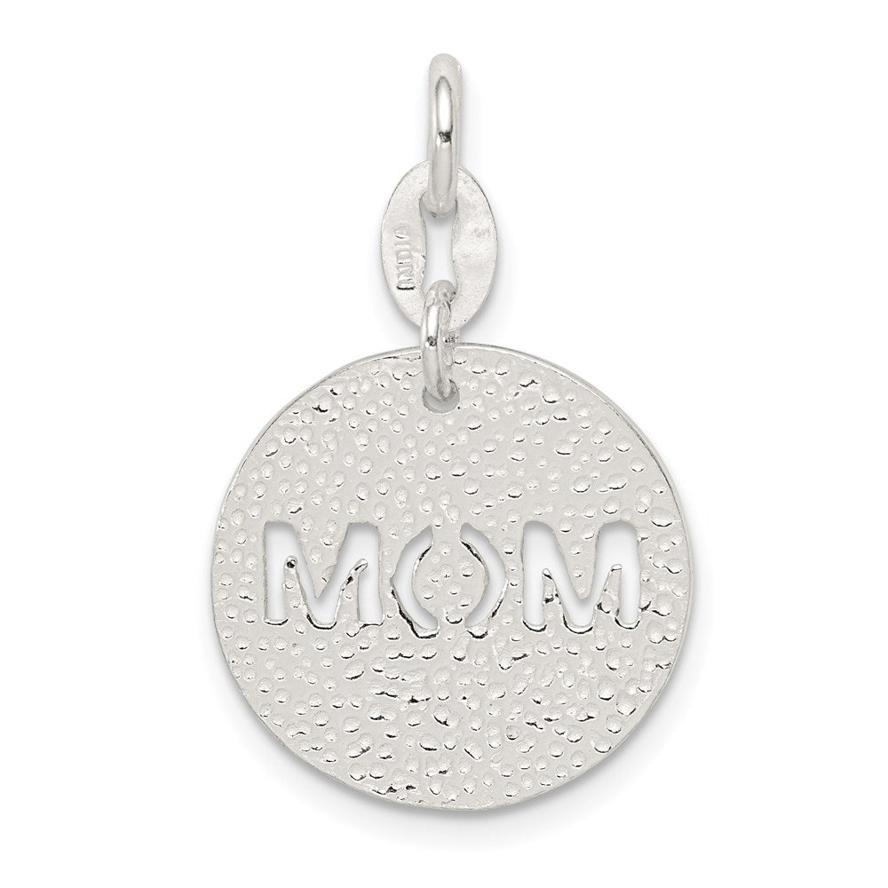 Sterling Silver Polished Circle Mom Charm - Product Photo