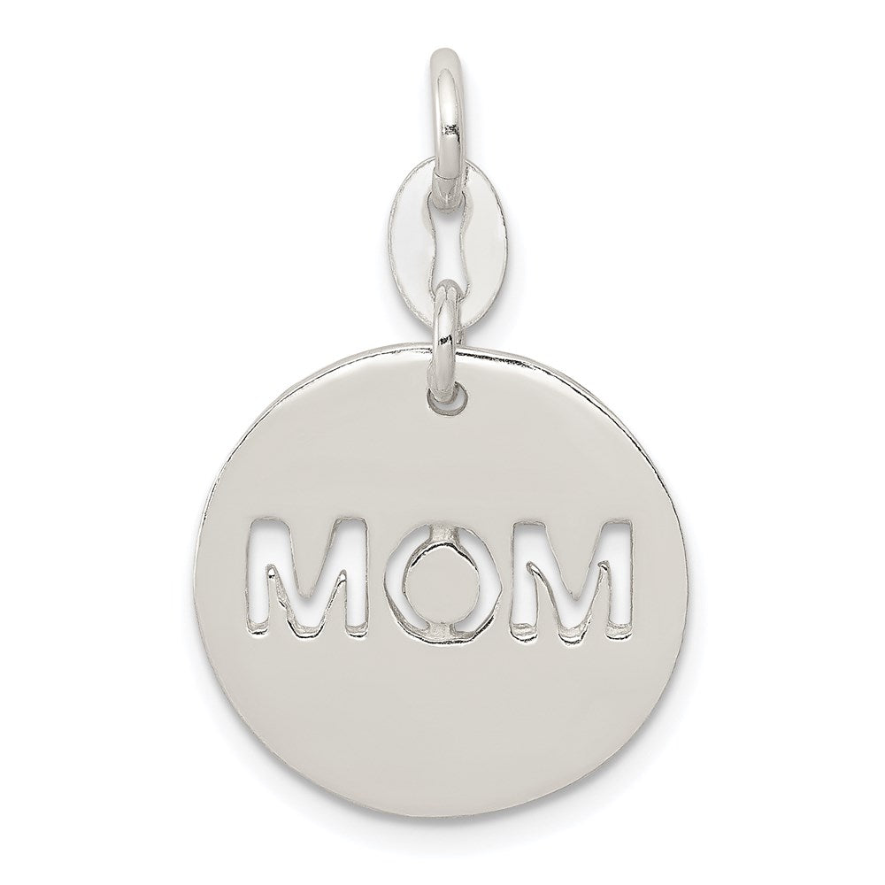 Sterling Silver Polished Circle Mom Charm - Product Photo