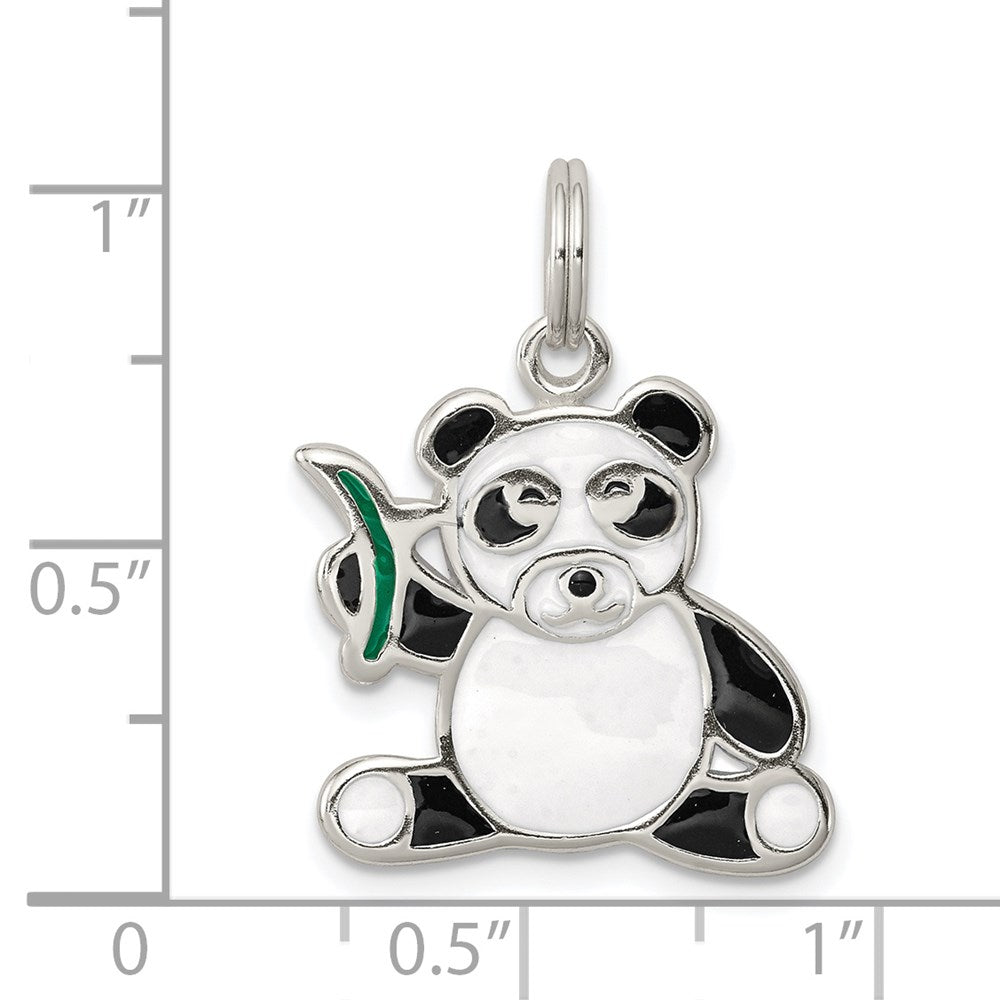Sterling Silver Enameled Panda Bear Charm - Product Photo