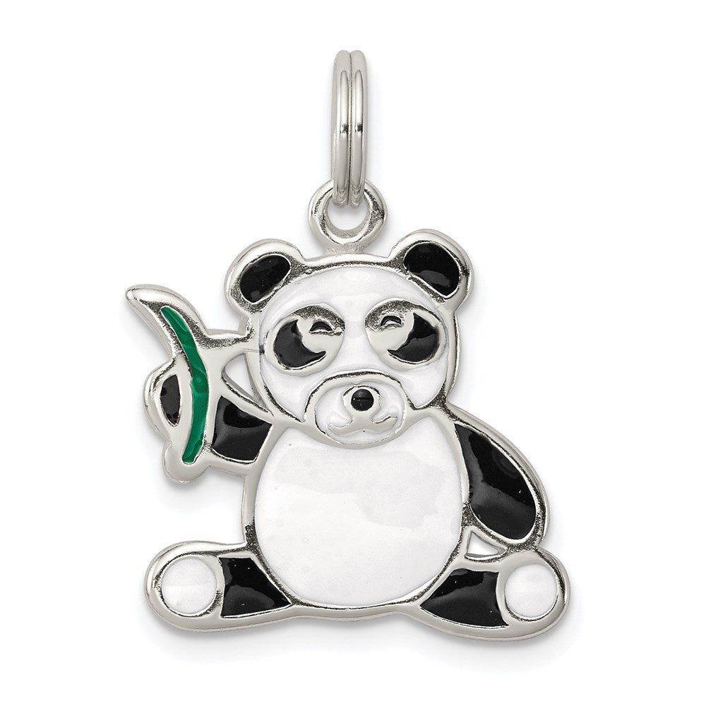 Sterling Silver Enameled Panda Bear Charm - Product Photo