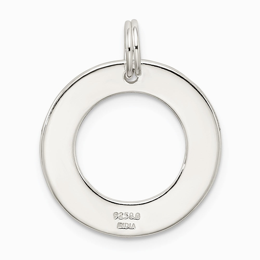 Sterling Silver Polished Enameled Follow Your Dreams Circle Charm - Product Photo