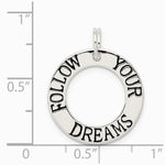 Sterling Silver Polished Enameled Follow Your Dreams Circle Charm - Product Photo