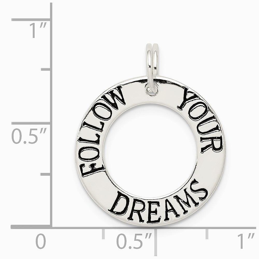 Sterling Silver Polished Enameled Follow Your Dreams Circle Charm - Product Photo