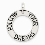 Sterling Silver Polished Enameled Follow Your Dreams Circle Charm - Product Photo