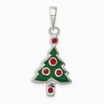 Sterling Silver Enameled Christmas Tree Pendant - Product Photo