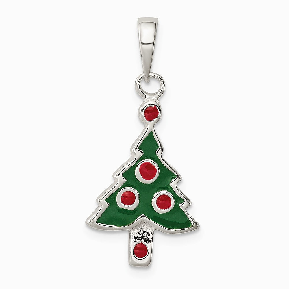 Sterling Silver Enameled Christmas Tree Pendant
