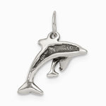 Sterling Silver Antiqued Dolphin with Baby Charm - Product Photo