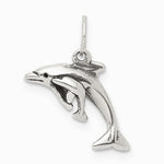 Sterling Silver Antiqued Dolphin with Baby Charm - Product Photo