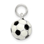 Sterling Silver Black & White Enameled Soccer Ball Charm - Product Photo