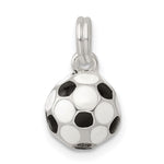 Sterling Silver Black & White Enameled Soccer Ball Charm - Product Photo