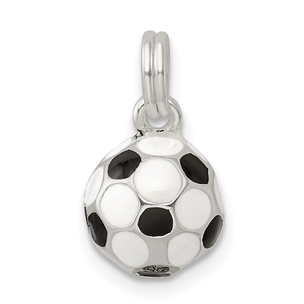 Sterling Silver Black & White Enameled Soccer Ball Charm - Product Photo