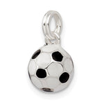 Sterling Silver Black & White Enameled Soccer Ball Charm - Product Photo