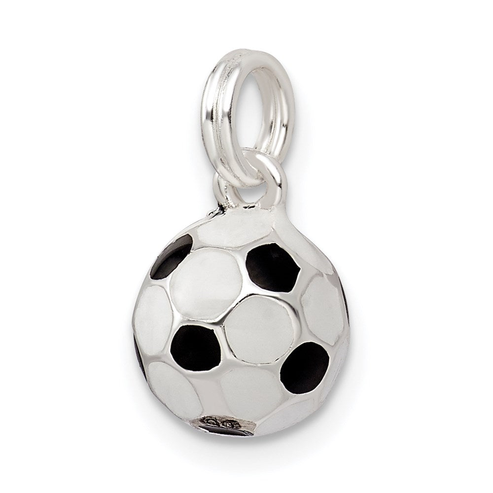 Sterling Silver Black & White Enameled Soccer Ball Charm - Product Photo