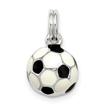 Sterling Silver Black & White Enameled Soccer Ball Charm - Product Photo
