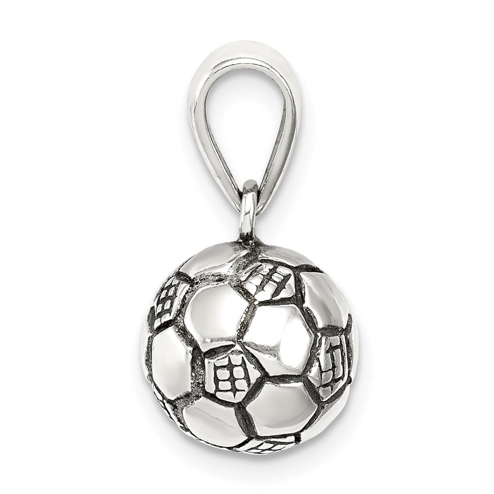 Sterling Silver Antiqued Soccer Ball Pendant - Product Photo