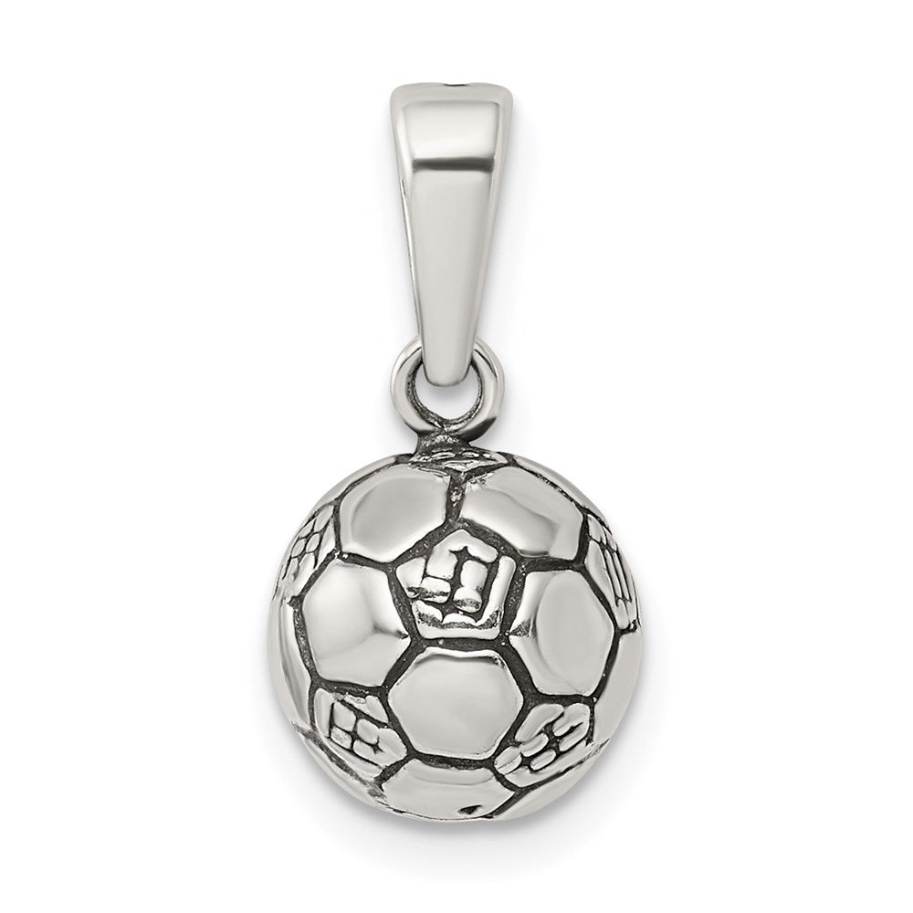 Sterling Silver Antiqued Soccer Ball Pendant - Product Photo
