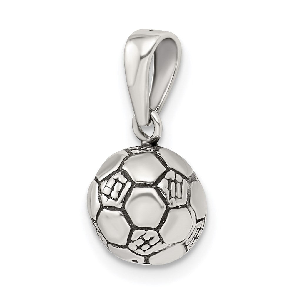 Sterling Silver Antiqued Soccer Ball Pendant - Product Photo