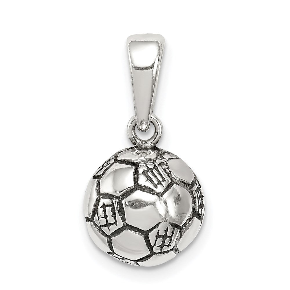 Sterling Silver Antiqued Soccer Ball Pendant - Product Photo