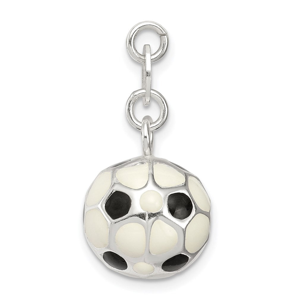 Sterling Silver Enameled Soccer Ball Charm - Product Photo