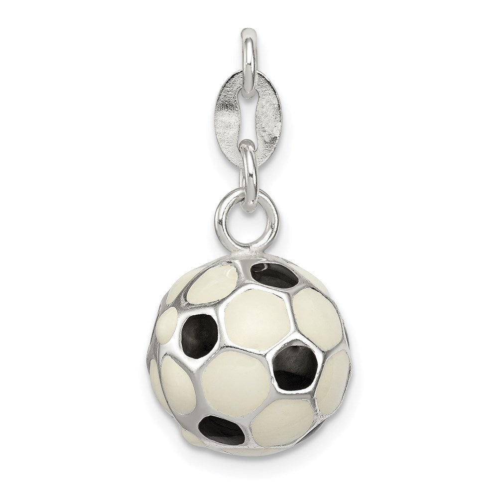 Sterling Silver Enameled Soccer Ball Charm - Product Photo
