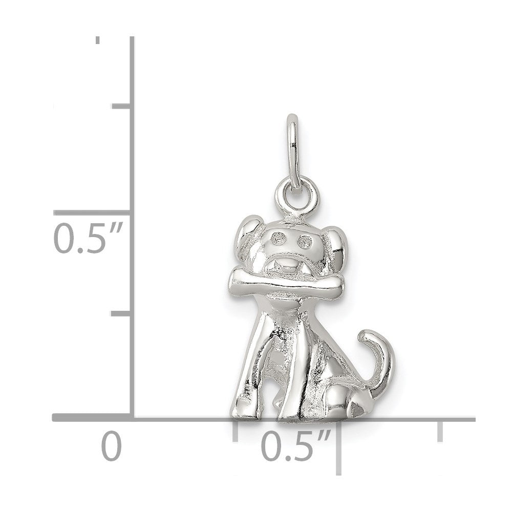 Sterling Silver Doggie w/Bone Charm - Product Photo