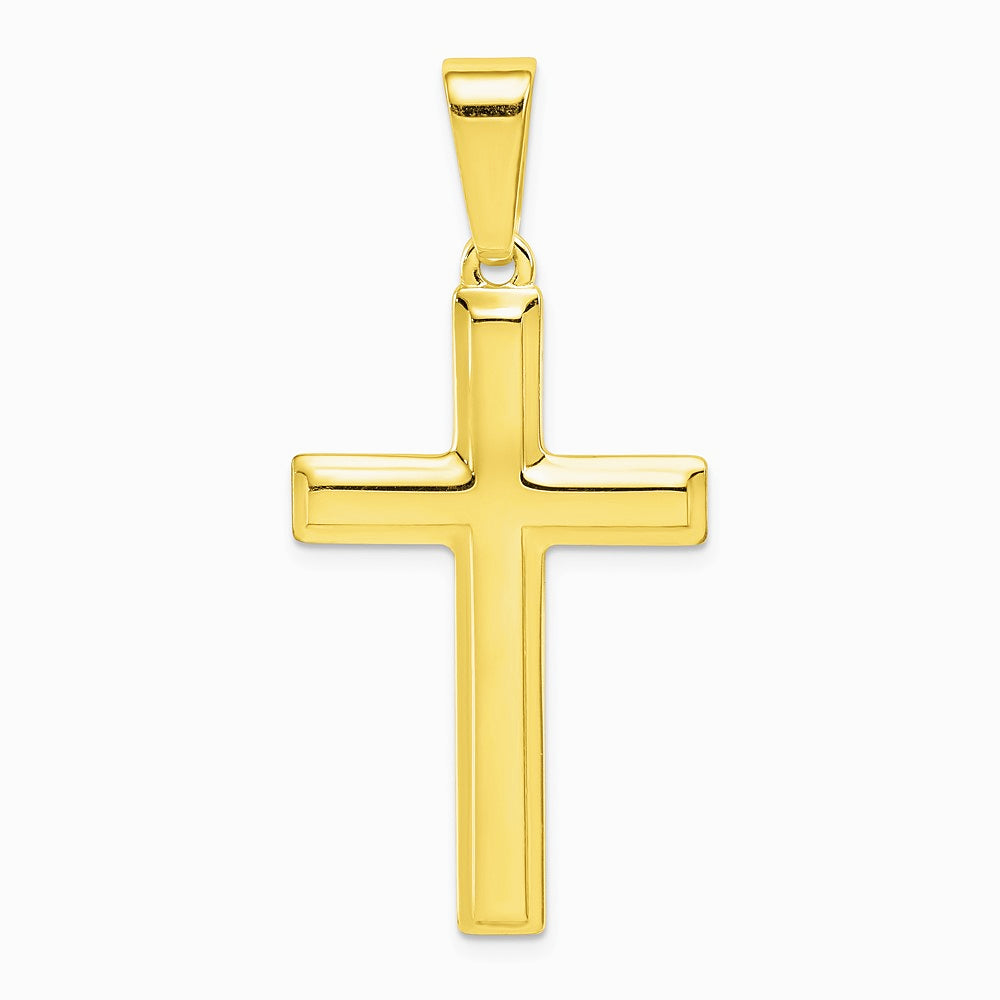 Sterling Silver Gold-tone Polished Cross Pendant - Product Photo