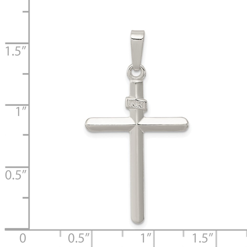 Sterling Silver Polished INRI Cross Pendant - Product Photo