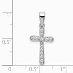 Sterling Silver Rhodium Plated CZ Cross Pendant - Product Photo