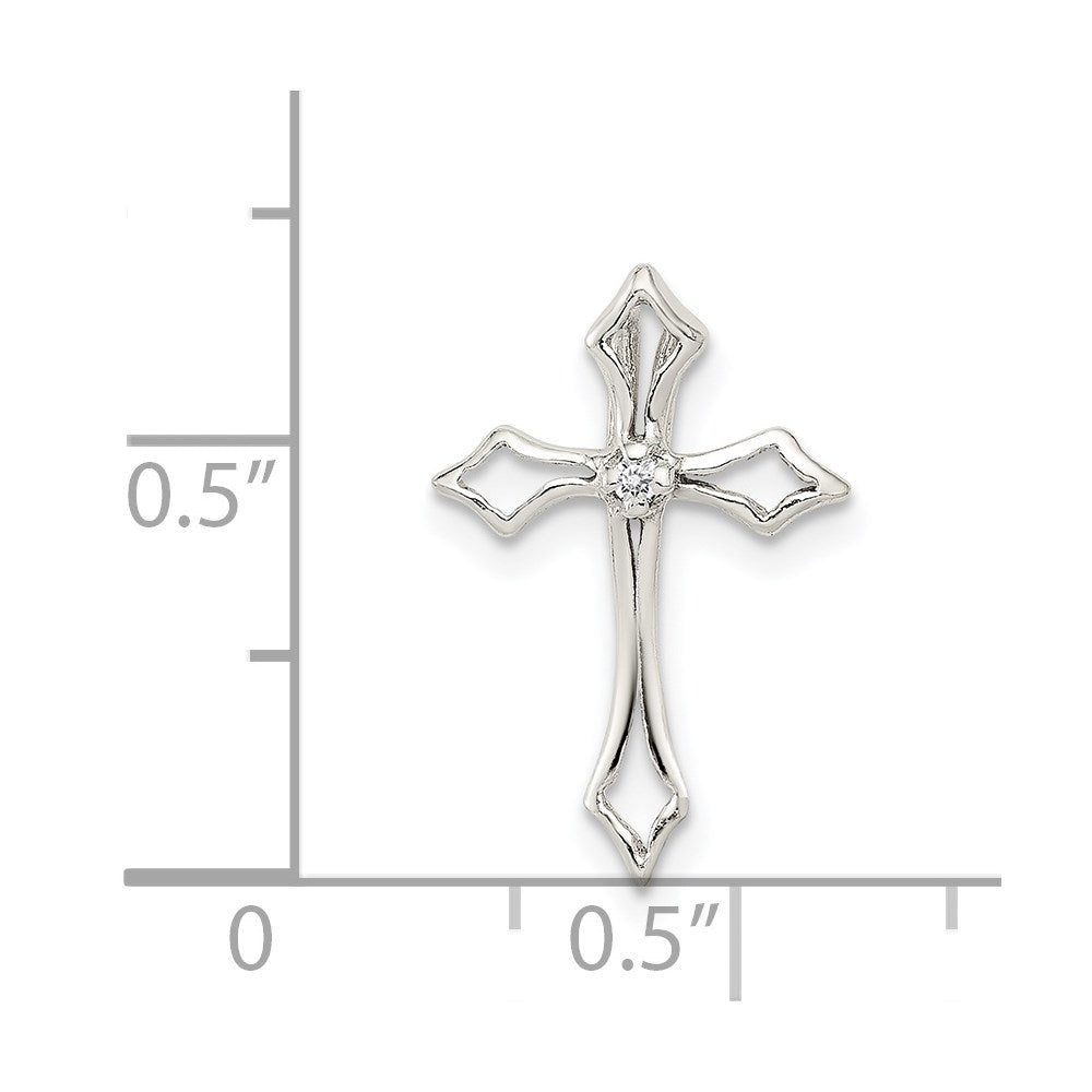 Sterling Silver CZ Cross Charm - Product Photo