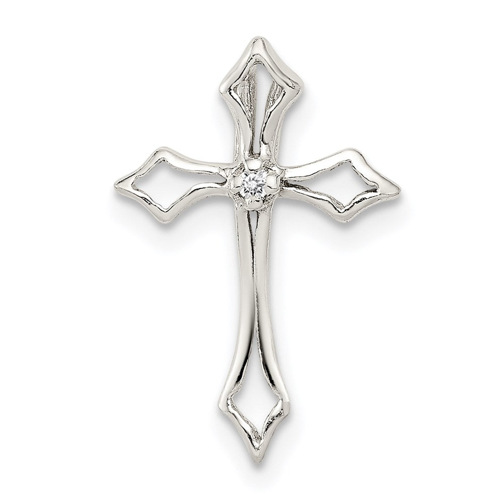 Sterling Silver CZ Cross Charm - Product Photo
