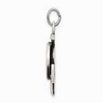 Sterling Silver Antiqued Satin St Christopher Anchor Medal Pendant - Product Photo