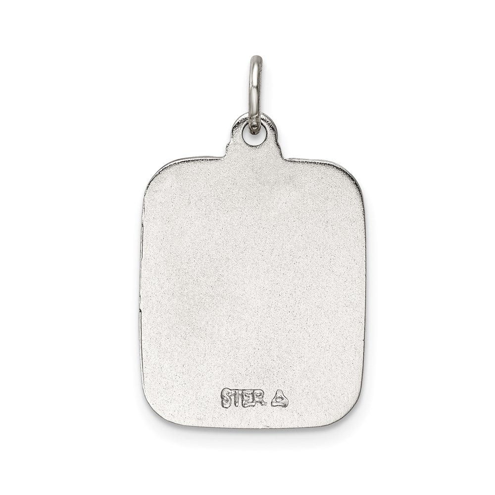 Sterling Silver Teal Enamel Square St. Christopher Medal Pendant - Product Photo