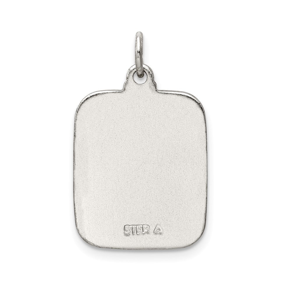 Sterling Silver Pink Enamel Square St. Christopher Medal Pendant - Product Photo