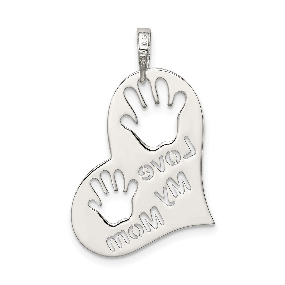 Sterling Silver Polished Love My Mom Heart Pendant - Product Photo