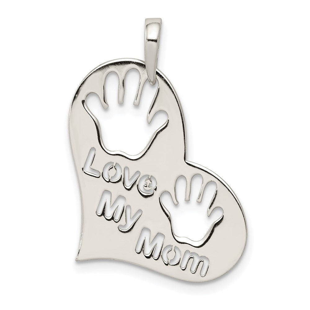Sterling Silver Polished Love My Mom Heart Pendant - Product Photo