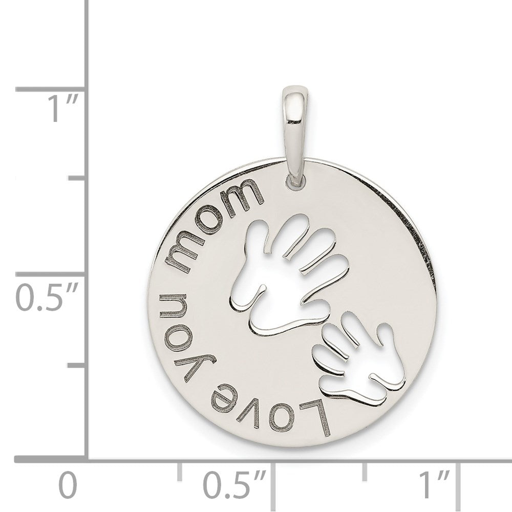 Sterling Silver Polished Love You Mom Pendant - Product Photo