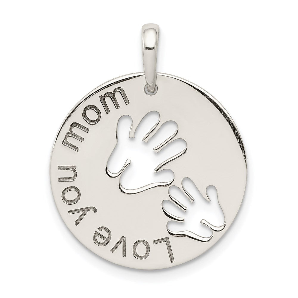 Sterling Silver Polished Love You Mom Pendant - Product Photo