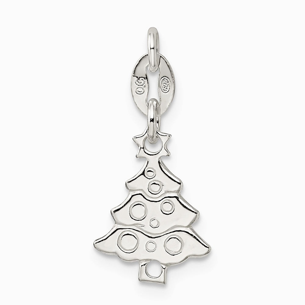 Sterling Silver Polished Christmas Tree Charm - Product Photo