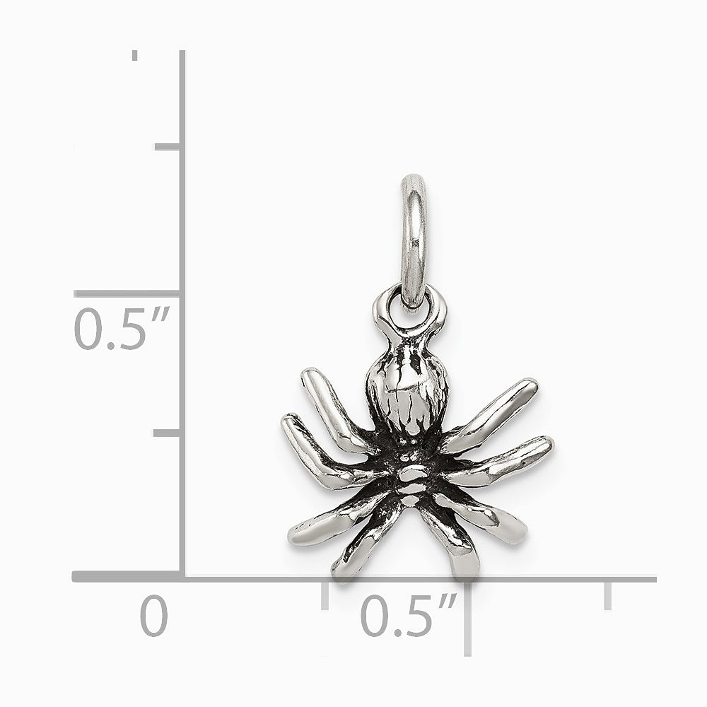 Sterling Silver Antiqued Spider Charm - Product Photo