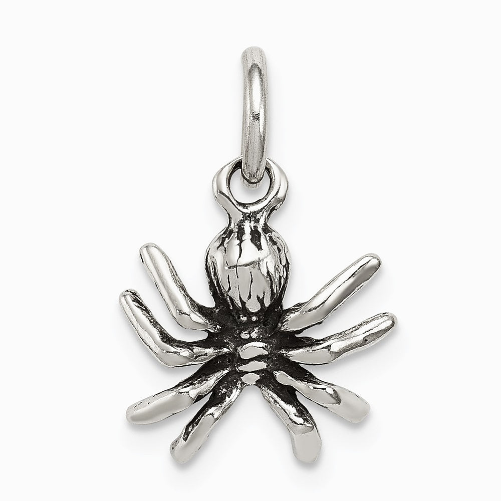Sterling Silver Antiqued Spider Charm - Product Photo