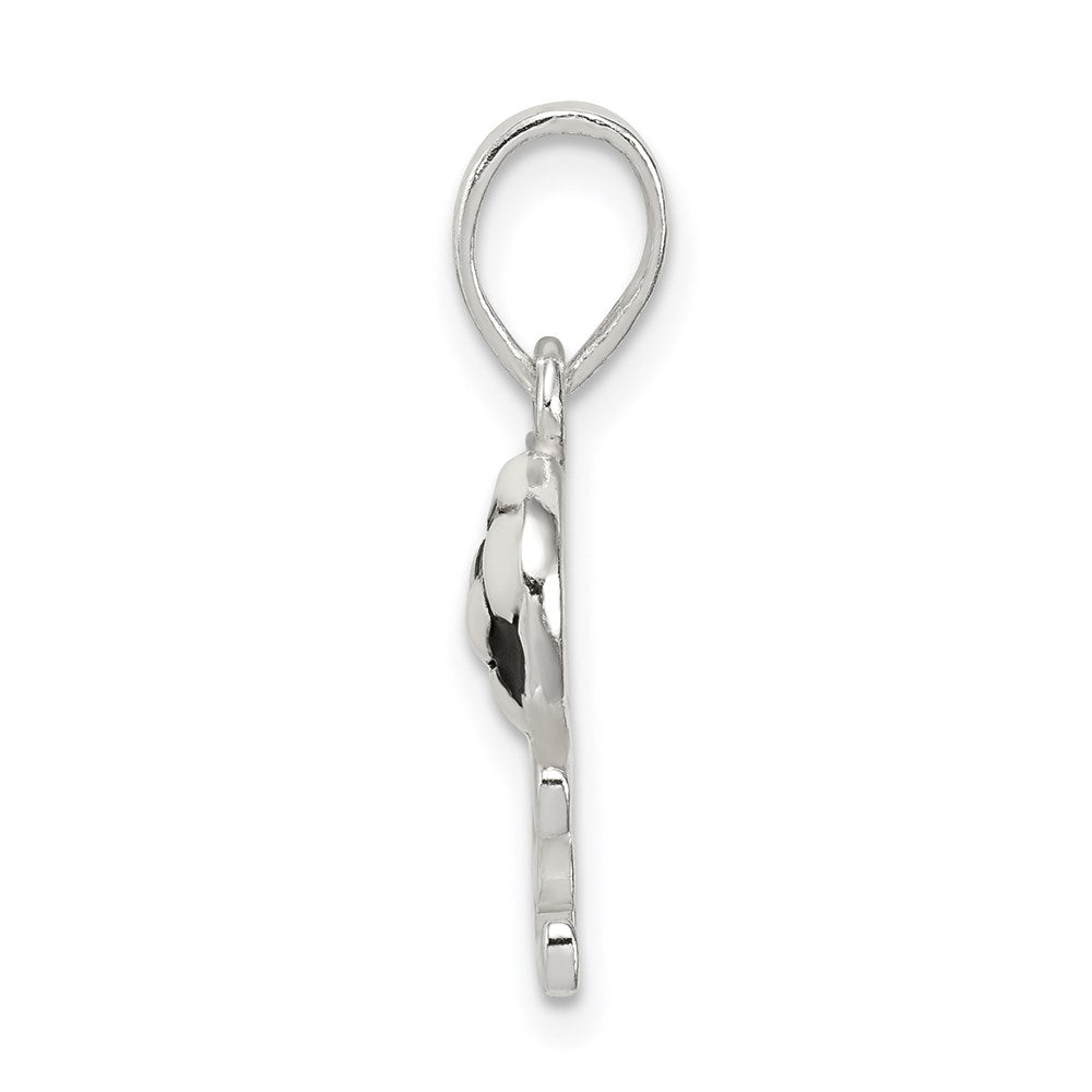 Sterling Silver Polished Enamel Love Soccer Pendant - Product Photo