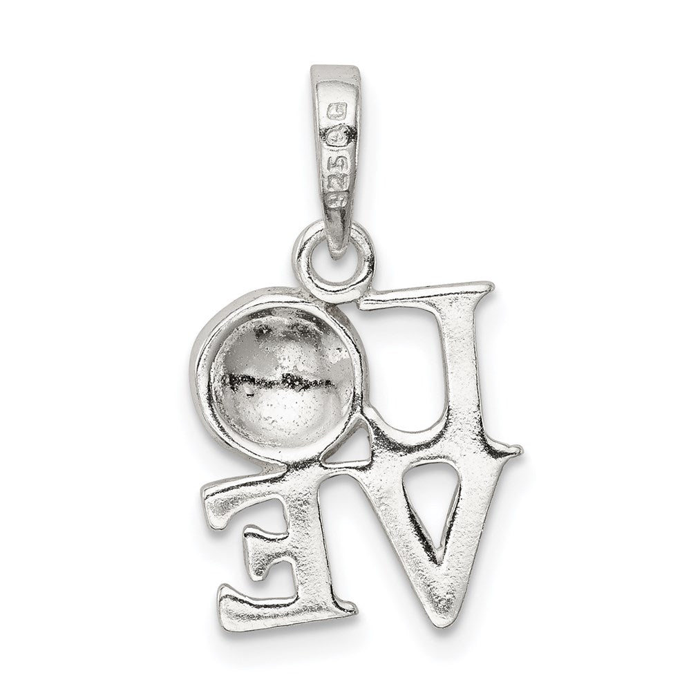 Sterling Silver Polished Enamel Love Soccer Pendant - Product Photo