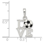 Sterling Silver Polished Enamel Love Soccer Pendant - Product Photo