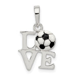 Sterling Silver Polished Enamel Love Soccer Pendant - Product Photo