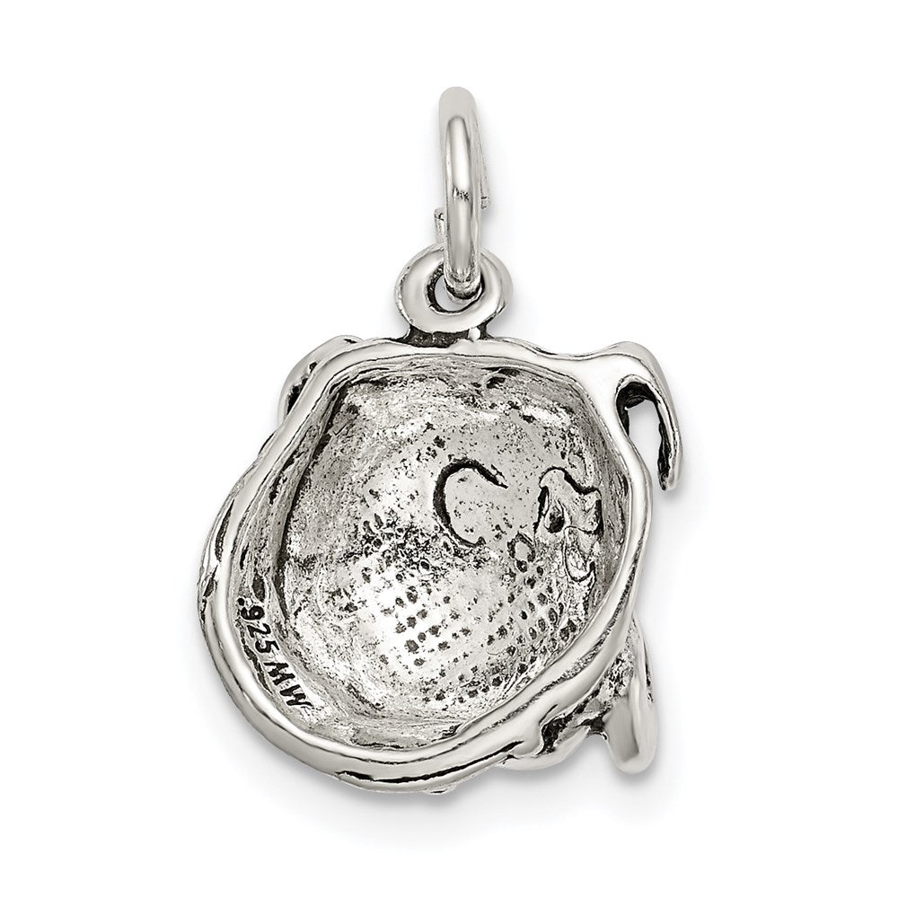 Sterling Silver Antiqued Bull Dog Charm - Product Photo